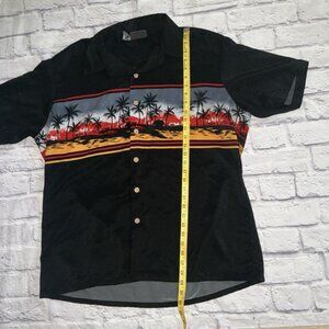 Breakdown XL Polyester Short Beach Theme Hawaiian Mens Button‎ Black